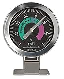 TFA Dostmann Kühlschrankthermometer analog 14.4011.60 aus Edelstahl auch geeignet für Gefriertruhe Kühlhäuser bis -40Degree C Silber, Einzelpack