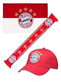 FC Bayern München Fanset/Fanbox/Geschenkset 3-teilig: Fanschal, Fahne und Cap