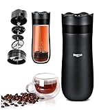 Besmall French Press Kaffeebereiter French Press Klein Tragbare Cafetière mit Dreifachfilter Becher Edelstahl Thermobecher mit Filtertasse Tee/Kaffee Wasserkocher Reise Französisch