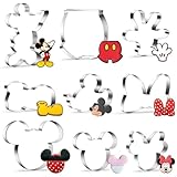 9 Stück Ausstechformen Mickey Mouse, Minnie Maus Kopf Keksausstecher, Edelstahl Plätzchen Ausstecher Set, Fondant Ausstechform Tier Mouse Fliege, Cookie Cutter Geschenke für Themed Party Kuchendeko