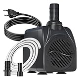 Knifel Springbrunnenpumpe 10W 600L/H Schutz vor überhitzung Funktion Ultra Leise Teichpumpe Wasserpumpen Mit 1.5m Kabel für Brunnen, Hydroponik-Systeme.Tauchpumpe für Aquarien,Durchflussrate.