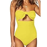 Generisch 2025 Stück Badeanzug Plus PushOne Beach Wear up Women 's Größe Set Badebekleidung Bikini Set Unterhemden V Ausschnitt Herren (Yellow L)