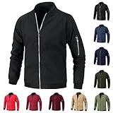 XCXC Bomberjacke Herren Stehkragen Jacke mit Reißverschluss Frauen Einfarbig Leicht Übergangsjacke Sweatjacke Herbstjacke Trainingsjacke Laufjacke Outdoorjacke für Outdoor und Alltag