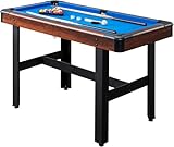 Bonnlo Billardtisch mit Zubehör (2 Queues, 1x Satz Billardkugeln, 1 Kreiden & Dreieck & Bürste), Tischbillard klappbar für Kinder & Erwachsene, 122x61x76 cm, Blau