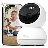 Alaga 3K Überwachungskamera Innen, 5GHz WLAN Kamera Überwachung Innen mit Automatische Verfolgung, Bewegungserkennung, kompatibel mit Alexa und Google Assistant, 3 Mois Cloud-Speicher inklusive