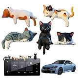 Joygoodta 5 Stück Mini-Katzenfiguren, Computer-Monitor-Dekor, Kunstharz, entzückende Katze, Auto-Dekoration für Armaturenbrett, Mittelkonsole, Büro, Schreibtisch
