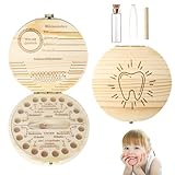 EOAMGO Zahndose Milchzähne Mädchen Jungen, Milchzahndose Mädchen Holz, Zahnbox für Milchzähne Junge Zahnfee Geschenke Mädchen Zahnbox Kinder als Geburtstagsgeschenk (Zähne)