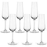 Leonardo Tivoli Sektgläser 6er Set, Sekt-Kelch mit gezogenem Stiel, spülmaschinenfeste Prosecco-Gläser, Höhe 23 cm, 210 ml, 020962