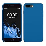 kwmobile Hülle kompatibel mit Apple iPhone 7 Plus/iPhone 8 Plus Hülle - Silikon Handy Case - Handyhülle weiche Oberfläche - kabelloses Laden - Blue Reef