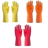 Floatdream 6 Paar Wiederverwendbare Gummi Haushaltshandschuhe, Gummihandschuhe mit Rutschfestem Griff, Haushalts Handschuhe, für Hausarbeit, Reinigung, Wäschewaschen, Autowaschen