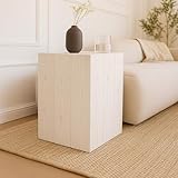 Ananda Goods Beistelltisch Couch – Kleiner Tisch, Nachttisch aus massiver Fichte – handgefertigt in Deutschland – 42x27x27cm – Couchtisch klein/Kleiner Hocker - 16kg schwer! (Fichte Weiß)
