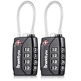 SharkByte TSA-zugelassene Kofferschlösser – 4-stelliges Sicherheits-Reisekombinations-Vorhängeschloss, flexibles Kabel-Draht-Reiseschloss für Koffer, Gepäckschlösser, Reisetasche