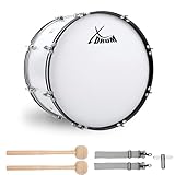 XDrum MBD-222 Marsch Bass Trommel, Fußball Pauke 22' x 12' (7,5 kg, 4 Ösen, Spannschrauben, inkl. Paar Schlägel, Tragegurte, Stimmschlüssel) weiß