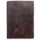 newestor Travelers Notebook Cover with Inner Pockets, Card Slots and Pen Holder, A5, Dark Brown