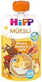 HiPP Müesli Pfirsich Banane in Apfel mit Joghurt, Quetschie ab 1 Jahr, 120g