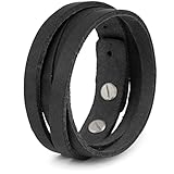 Simaru Lederarmband Herren aus Premium Leder Made in Germany, Männer Armband größenverstellbar in schwarz, braun oder Hellbraun (Schwarz)