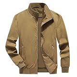 Ewleguzka Herren-Baseballjacke, lässige Reversjacke, leichte Outdoor-Windbreaker-Jacke, intelligente Frühling-Herbst-Jacken für Sport, Arbeit, Wandern, Golf, Laufen, dünne Jacke, Khaki1, 3XL