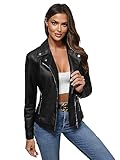 OZONEE Damen Lederjacke Kunstlederjacke Kunstleder Farbvarianten Jacke Bikerjacke Übergangsjacke Damenjacke Leder Echtlederjacke Echtleder Wildleder Biker JS/11Z8062Z SCHWARZ S