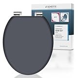 SCHÜTTE WC-Sitz SPIRIT mit Absenkautomatik aus Holz, Toilettendeckel aus MDF, Holzkern Toilettensitz mit Klodeckel, Klobrille -und Deckel belastbar bis 175kg, Anthrazit