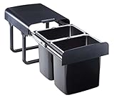 Quellmalz Einbau Abfallsammler 2x16 Liter schwarz ab 40 Unterschrank mit Drehtür