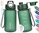 AOHAN Trinkflasche 600ml, Wasserflasche BPA Frei, Sport Trinkflasche Auslaufsicher Motivierende Sportflasche Mit Filter für Fahrrad, Fitness, Wandern und Schule