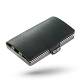 I-CLIP Original Slim Wallet - Leder Geldbörse mit Geldklammer - Schwarzes Glattleder mit silbernem Rahmen