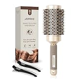 AIMIKE Rundbürste zum Föhnen,Rundbürste Groß mit Wildschweinborsten und Rutschfestem Griff, Haarbürste Rund Verbessert die Textur für das Trocknen der Haare, zum Stylen, Curling und zum Glänzen-53MM