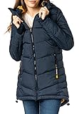 Sublevel Damen Winterjacke Stepp-Mantel mit Kapuze lang & tailliert, Outdoorjacke für Damen Dark-Blue L