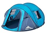 Three Bears Instant Pop Up Zelt 3-4 Personen Zelt mit Einfacher Automatischer Aufbau, Ideal für Camping, Reisen & Outdoor-Abenteuer – Schnell & Einfach in Sekunden Aufgebaut