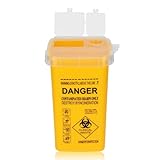 Tattoo Needles Box ATOMUS 1L Tattoo Plastic Sharp Container Tattoo Medical Disposal Biohazard Needle Waste Box Safe Lock Container Tattoo Supplies (1PC, Yellow)