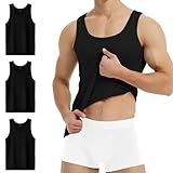 YouShow Unterhemd Herren Schwarz Tank Top Feinripp Baumwolle Sport Muskelshirts Sommer 3er Pack M