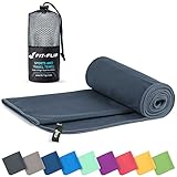 Fit-Flip Mikrofaser Handtuch - kompakte Microfaser Handtücher - ideal als Sporthandtuch, Reisehandtuch, Strandtuch - schnelltrocknend und leicht - Badetuch groß (1x 40x80cm, Dunkelgrau)