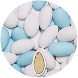 EinsSein® 1 Kg Hochzeitsmandeln Gracile MIX weiss & himmelblau MATT ca 64 Gastgeschenke Hochzeit Taufmandeln Zuckermandeln Bonboniere Bonbons Koufeta Confetti Taufe Konfirmation hellblau