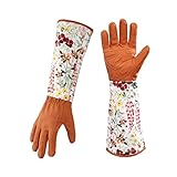 Peosaard Lange Gartenhandschuhe Thorn Proof Gartenhandschuhe Sicherheitsarbeit Handschuhe für Frauen Männer 1Pair Orange Arbeit Handschuhe