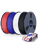 SUNLU 4KG Bündel Rapid PETG Filament, Hohe Geschwindigkeit 30-600mm/s 3D Drucker Filament 1.75mm ±0.02 mm, 1kg Reusable Spule, 4 Stück Insgesamt (Schwarz+Weiß+Blau+Rot)