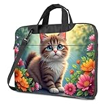 TFSW Schwarze Tasche, entzückendes Kätzchen in einem bunten Garten, Laptoptasche, Reiserucksack, Handgepäcktasche, farbig, 29x40cm