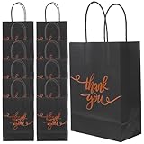 ifundom 25 Stück Schwarze Papiertüten mit Henkel Dankeschön Geschenktüten aus Kraftpapier Handliche Geschenktaschen für Geburtstag Hochzeit Party und Gastgeschenke