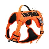 Hundegeschirr mit Griff, Taktische Hundegeschirr Weste für große mittlere Hunde Kein Zug Verstellbare reflektierende Militär Hundeweste Geschirr zum Gehen,Wandern (Orange, Large)