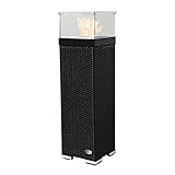 RS Trade® Exclusive Bio Ethanol Garten Kamin Feuersäule aus Polyrattan mit Alu-Gestell und Edelstahlbox, Outdoor Feuerstelle mit extra stabilem Stand durch Pendel-Gegengewicht