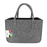 IDEA HOME Filztasche Shopper Groß-30 Liter Einkaufstasche XXL Zusammenklappbar Einkaufskorb Kaminholztasche Kleiderkorb Spielzeugtasche Dunkelgrau/Schwarz, XL