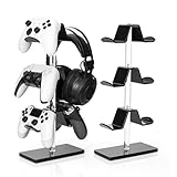Acryl-Gaming-Controller-Halterung – Drehbarer Kopfhörerständer mit 3 Ebenen, Halterung für Desktop-Kopfhörer, Gaming-Controller mit stabiler Halterung, Salzzubehör