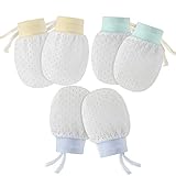 Hifot Neugeborenes Baby Baumwollhandschuhe No Scratch Fäustlinge 3 Paar, Infant Kleinkind Jungen Mädchen Soft Anti Scratch Fäustlinge für Baby Care - Atmungsaktives Mesh