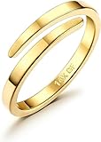 Diamday 14K Gold Offene Finger Ringe für Damen Herren Verstellbar Daumen Midi Eternity Band Ring Stapelbar Dünner Goldring Gefüllte Offene Knuckle Ringe Damen Mode Ringe Schmuck Geschenke 60