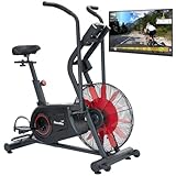 Skandika Airbike Cykling Air | Heimtrainer mit Luftwiderstand, Ganzkörper-Workout für Zuhause, 7 Trainingsprogramme inklusive manuellem Intervalltraining, HIIT, bis 135 kg, bis 200 cm | Spinning Bike