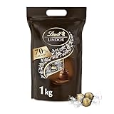 Lindt LINDOR Schokoladen Kugeln extra dunkel | ca. 80 Kugeln Edelbitterschokolade | Dunkle Schokolade mit 70% Kakao | Großpackung, Pralinen-Geschenk, 1kg (1er Pack)