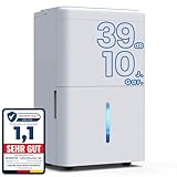 Newentor 20L Luftentfeuchter Elektrisch Keller 39dB, Entfeuchter Elektrisch Keller mit Ablaufschlauch 1,5m, Raumentfeuchter Elektrisch 50m2/150m3, 10 J. Gar., Filter, Timer