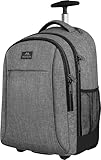 MATEIN Schulrucksack mit Rollen, Business Trolley Leicht Handgepäck Flugzeug Reiserucksack Herren 17 Zoll Laptoptasche Reisetasche mit Rädern Damen Schultrolley Wheeled Backpack für Arbeit, Uni, Grau