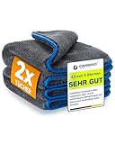 Carbigo® 2X Profi Mikrofasertücher mit 1200 GSM - extrem saugstark & lackschonend Dank weicher Mikrofaser - Ideales Poliertuch zur Reinigung von Auto & Motorrad - 40x40cm