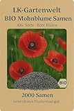 LK-Gartenwelt BIO Mohnblume Samen, Alte Sorte, Rote Blüten, 2000 Samen, Samenfestes Saatgut für Garten und Freiland