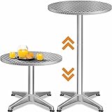 Casaria® 2in1 Stehtisch Höhenverstellbar 70 cm / 115 cm Hoch Stabil Aluminium Rund Ø60cm Wetterfest Outdoor Garten Bistrotisch Biertisch Bartisch Party